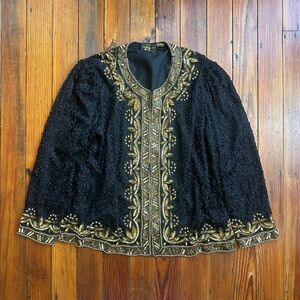 Vintage 80s Mark & John by Sam beaded silk blazer XL